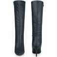 thumbnail image 5 of BLISSFUL STEP Women's Boots Knee High Slim Calf Pointed Toe Stiletto Heel Navy Blue 7.5, 5 of 6