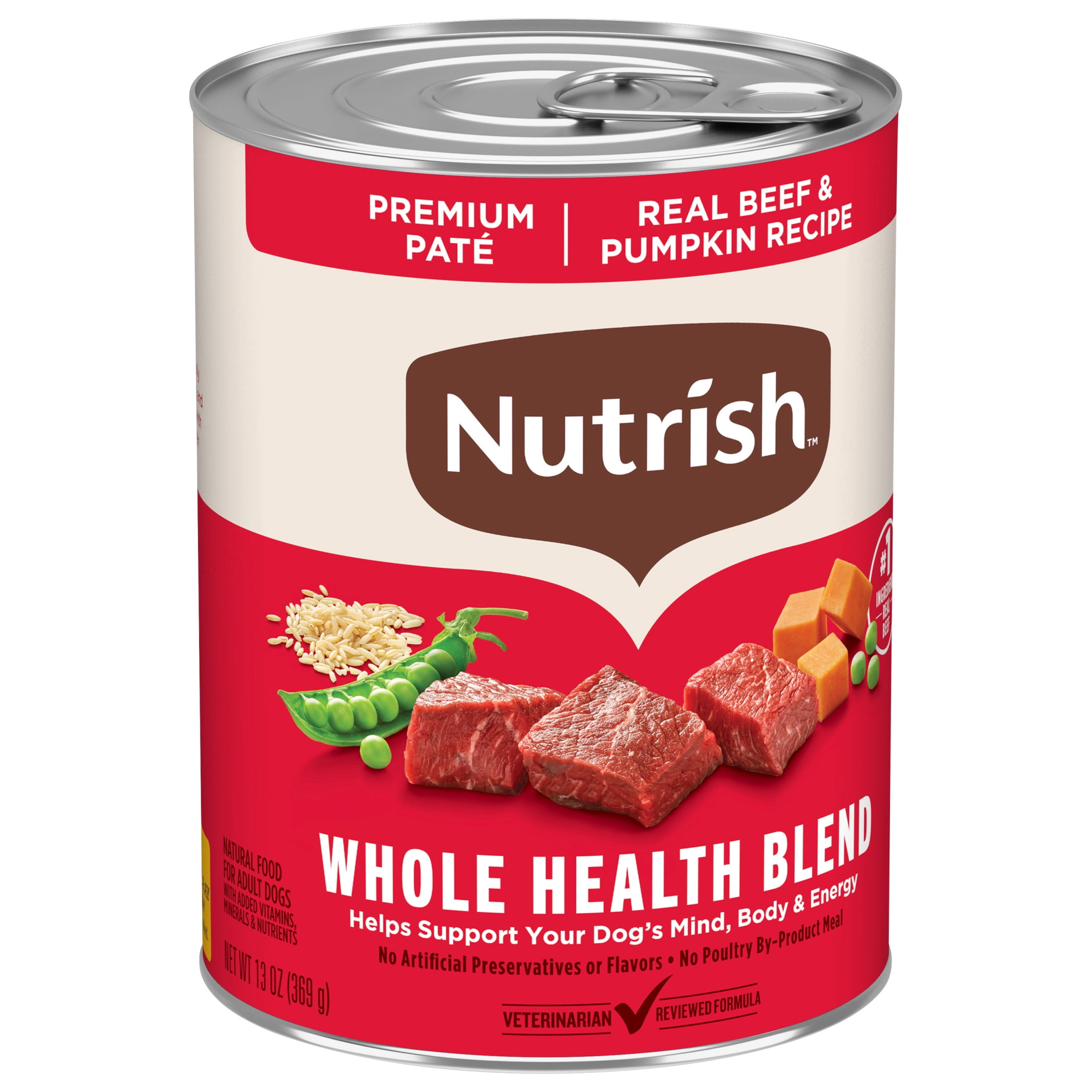 12 pack) Nutrish Real Beef & Pumpkin Recipe Whole Health Blend