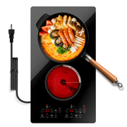 GRACEALL 12" Electric Ceramic Cooktop, 2 Burner Infrared Countertop & Built-in Compatible, 120V Plug-in