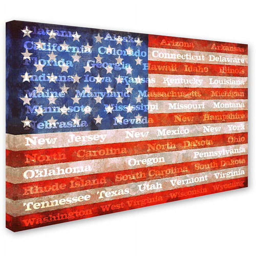Trademark Fine Art "American States with Flags" Canvas Art by Michelle Calkins