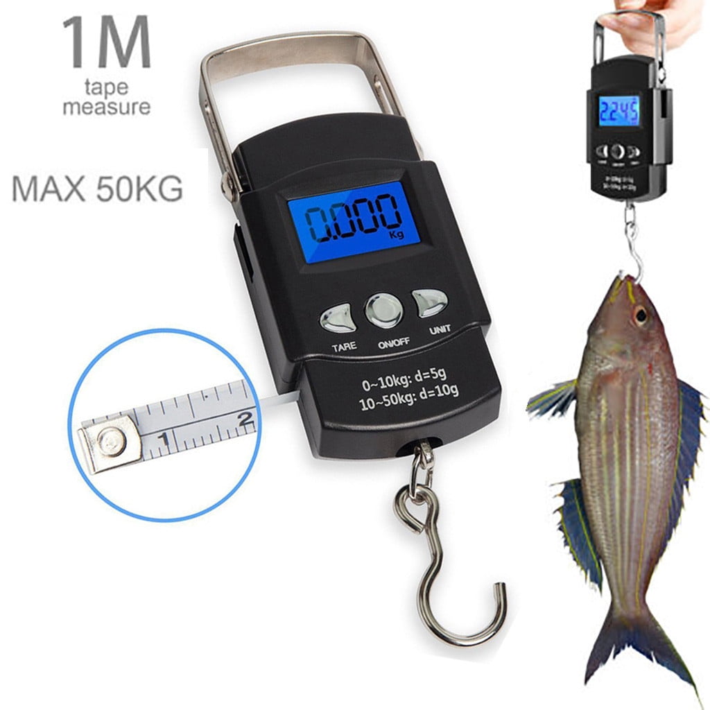50KG Digital Travel Fish Luggage Hanging Hook Measuring Tape Weight Scale G /kg 
