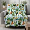 thumbnail image 2 of Saint Patrick's Day Blanket Soft Cozy Warm Twin Blanket for Bed, Plush Fuzzy Flannel Fleece Blankets for Sofa, Gnomes Hat Boot Clovers Blue Stripes Throw Blankets for Couch, Gifts for Men, 60"x80", 2 of 9
