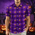 thumbnail image 3 of IAJDKMEK Halloween Men's Polo Short Sleeve Shirt - Lightweight Button-Down Knit Shirt, Breathable Summer Shirt for Summer Daily, Golf Shirt & Costume Events,Purple L, 3 of 7