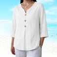 thumbnail image 6 of Plus Size Womens Clothes Kelon 3/4 Length Sleeve Womens Tops V Neck Linen Cotton Vacation Clothes Cruise Outfits Business Casual Blouses 2026 Summer Tops, L, 6 of 8