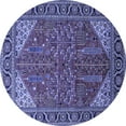 thumbnail image 1 of Ahgly Company Indoor Round Oriental Blue Industrial Area Rugs, 5' Round, 1 of 4