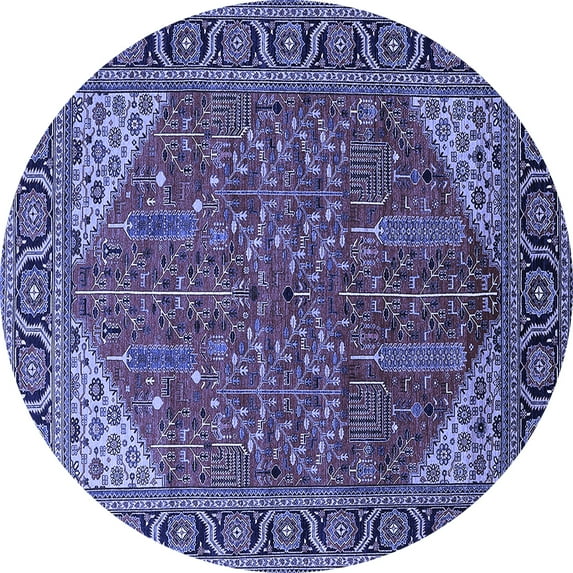 Ahgly Company Indoor Round Oriental Blue Industrial Area Rugs, 5' Round