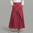 thumbnail image 2 of ZToonmas Women's High Waist Wrap Maxi Skirt Button Detail A-Line Skirt with Pockets Solid Color Casual and Office Skirt, 2 of 6