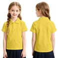 thumbnail image 4 of Girls Boys Polo Shirts Kids Size 4-5 Back To School Casual School Uniform for Boys Comfortable Lapel Collar Short Sleeve Boys Fashion Pique Polo Shirt Yellow, 4 of 4