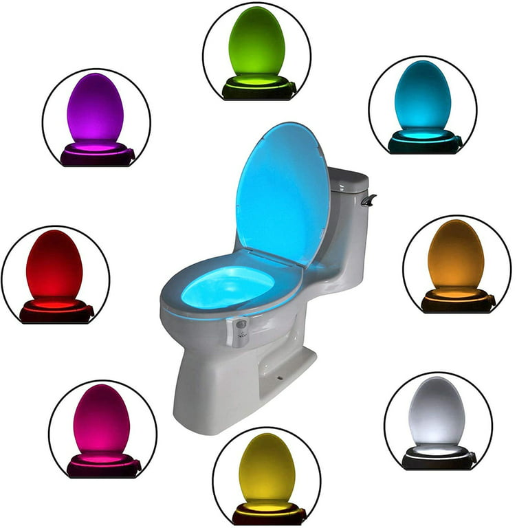 Sohindel Toilet Night Lights, Color Changing LED Bowl Nightlight with Motion Sensor Activated Detection, Cool Fun Bathroom Accessory - Unique & Funny Gadgets