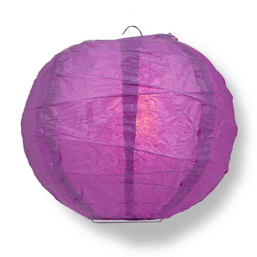 Quasimoon 8' Violet / Orchid Round Paper Lantern, Crisscross Ribbing, Hanging Decoration by PaperLanternStore