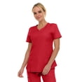 thumbnail image 3 of Medichic Scrubs Women's V-Neck Notch Fashion Stretch Scrub Top with Two Pockets, Flex Easy Care Fabric, 3 of 4