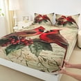 thumbnail image 4 of Feelyou Winter Robin Bird Twin Sheet Sets, Western Christmas Animal Twin Fitted Sheet, Flower Plant Botanical Flat Sheet, Microfiber Bedroom Decor, 3pcs, 4 of 8