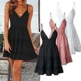 thumbnail image 2 of Sexy Women Strap Lace Backless Summer Beach Party Skater A Line Mini Dress, 2 of 5