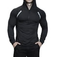 thumbnail image 2 of Men's Half Zip Slim Hooded Top, Contrast Decorative Strips, Raglan Sleeve Cutting, Fit Long Sleeve Sports Shirt for Fitness and Outdoor Activities Black XXL, 2 of 5