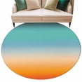 thumbnail image 2 of 8ft Washable Large Round Rug, Blue Turquoise Orange Gradual Non-Slip Circle Area Rug for Living Room Dining Room, Abstract Modern Indoor Floor Mat for Home Decor, 2 of 9
