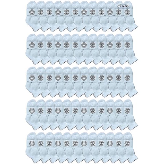 72 Pairs Of Yacht & Smith Wholesale Bulk Kids Mid Ankle Socks, Cotton Sport Athletic Ankle Socks Size 4-6 (White)