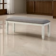 thumbnail image 6 of Benjara Fabric Upholstered Padded Bench with Tapered Feet- Antique White & Gray, 6 of 6