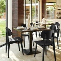 BizChair Set of 2 Commercial Grade Solid Wood Dining Chairs with Curved Oval Backrests in Black
