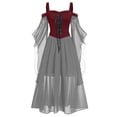 thumbnail image 1 of LINMOUA Women Plus Size Cold Shoulder Butterfly Sleeve Halloween Gothic Dress, 1 of 8