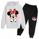 thumbnail image 5 of Conjunto de 2 piezas de sudadera con capucha y pantalones de manga larga con estampado de dibujos animados de Mickey Minnie para primavera y otoño, ropa deportiva informal para niños y niñas, 5 of 5