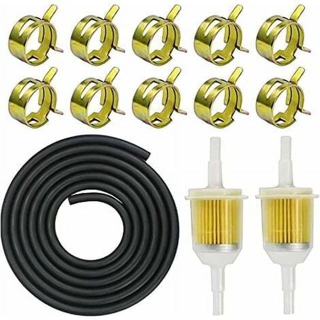 Kit de manguera de combustible, 2 piezas de filtro de combustible de 4 mm + manguera de combustible de 2 m + 10 abrazaderas de manguera
