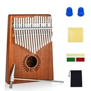 EVERJOYS Mahogany Kalimba 17 Keys Thumb Piano w/ Instruction Book, Tuning Hammer Portable Mbira Sanza Finger Piano, Gift for Kids Adult Beginners Professionals