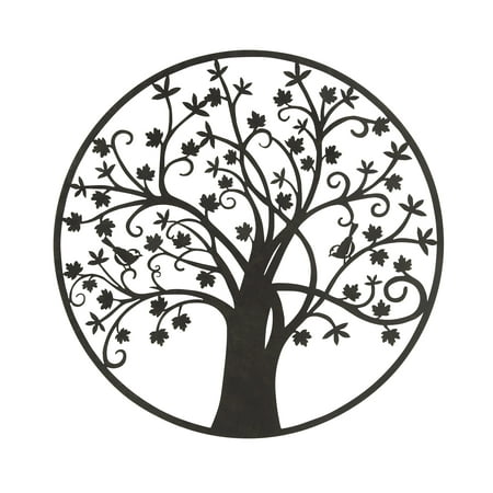 - Botanical Themed Metal Outdoor Tree Wall Plaque