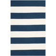 thumbnail image 1 of Safavieh Montauk 2'3" X 10' Hand Woven Cotton Rug in Navy and Ivory, 1 of 10