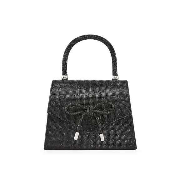 Lady Couture CELINA Rhinestone Covered Bow Detail Evening Clutch Bag, Black