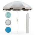 thumbnail image 1 of Gymax 6.5 FT Beach Umbrella w/ Fringe Tassel Umbrella w/ Push Button Tilt Sand Anchor Cream White, 1 of 10