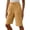 Yellow, variant on Bermuda Shorts for Women Knee Length Cotton Linen Elastic Waist Straight Leg Relaxed Fit Casual Shorts with Pockets