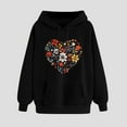 thumbnail image 2 of FamilyThread Womens Pullover Hoodie Fashionable Long Sleeve Sweatshirts Floral Heart Graphic Casual Tunic Tops Kangaroo Pocket Shirts, 2 of 3