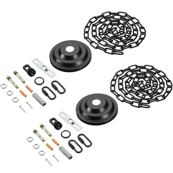 Aspen Creative 21520-12 Transitional Fixture Canopy Kit, 5-1/4" Diameter with Collar Loop, 1" Center Hole, Matte Black, 6Ft Heavy Chain, 2 Sets/Pack