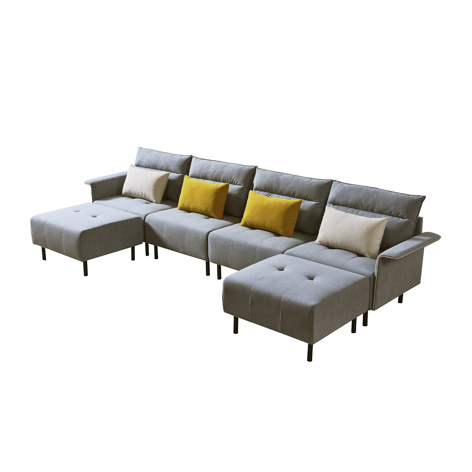 Resenkos Modern Sofa for Living Room Large Velvet Fabric U-Shape Sofa Set for Living Room, Couch for Bedroom Double Extra Wide Chaise Lounge Couch, Blue Resenkos Modern Sofa for Living Room Large Velvet Fabric U-Shape Sofa Set for Living Room, Couch for Bedroom Double Extra Wide Chaise Lounge Couch, Blue