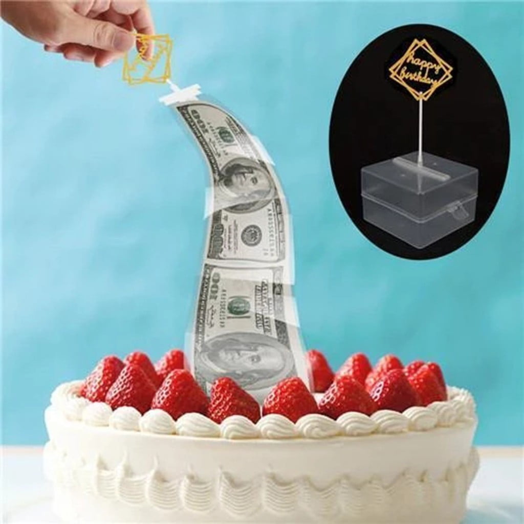 Csengfiy Cake ATM Happy Birthday Cake Topper Money Box Funny Cake ATM Happy Birthday
