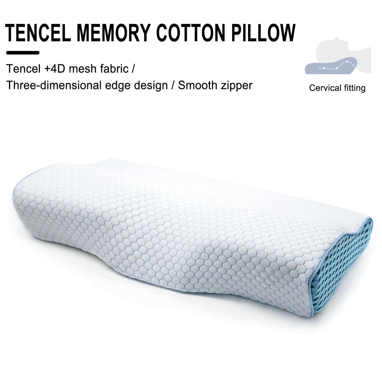 WZXPWT Memory Foam Pillow, 20"x12" Ergonomic Cervical Support Neck Pillow, Breathable Comfortable Sleep Pillow, Easy-to-Clean Standard Size Bed Pillow