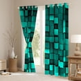 thumbnail image 3 of Manfei Pixel Miners Grid Curtains Pack Of 2 (42X84 Each),Cyan Classic Buffalo Print For Kids, 3 of 6