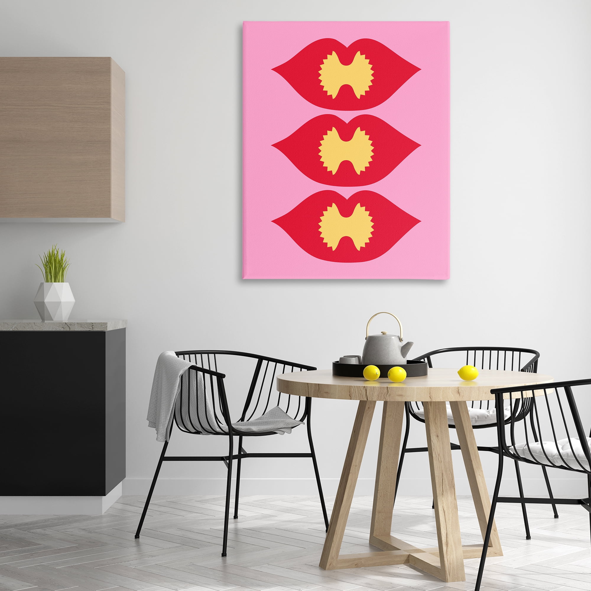 Stupell Industries Lips & Bowtie Pasta Food & Beverage Painting Wrapped Canvas Art Print Wall Art, 36 x 48