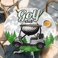 thumbnail image 3 of Golf Table Cloth, Round Fitted Tablecloths with Elastic Edge, Green Forest Tree Balls Clubs Sports Cartoon Wipeable Waterproof Table Cover for Kitchen Wedding 55-60 Inches, 3 of 4