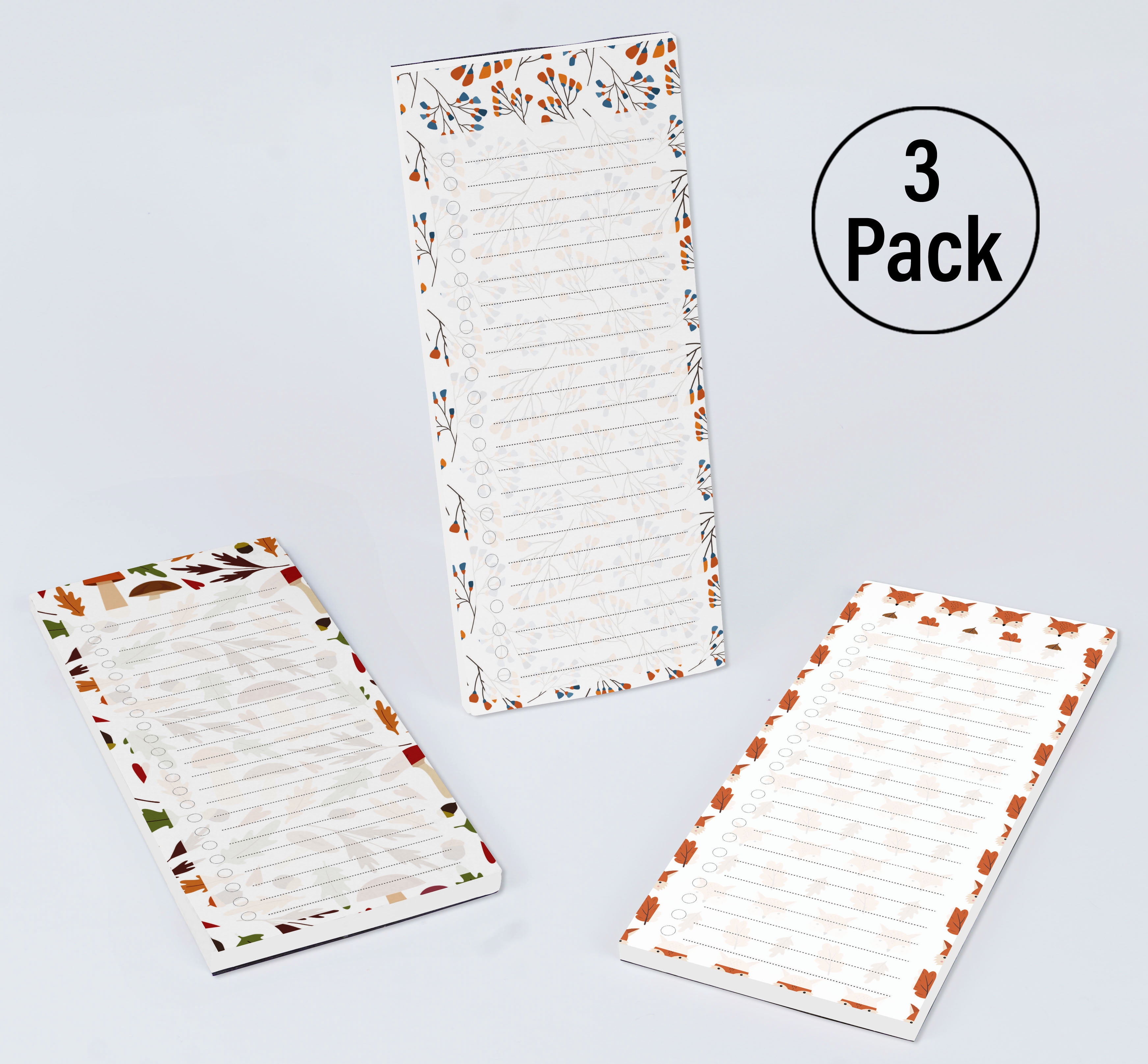 Inkdotpot Packof3MagneticFridge To-Do List Notepads,MagneticMemo Pads For Refrigerator,Leaves Design(50 Sheets Each)