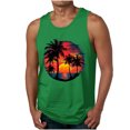 thumbnail image 3 of BiZtdJrK Mens Summer Beach Tank Tops Casual Loose Crewneck Sleeveless Tees Tropical Hawaiian Palm Tree Print Muscle Shirts Vacation Clothes Green XXL, 3 of 6
