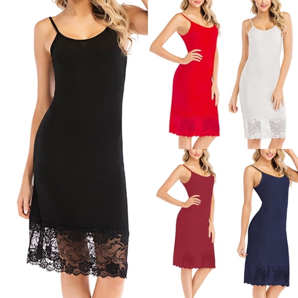 Meichang Full Slips for Women Spaghetti Strap Lace Hem Cami Dress Summer Soft Slip Dress