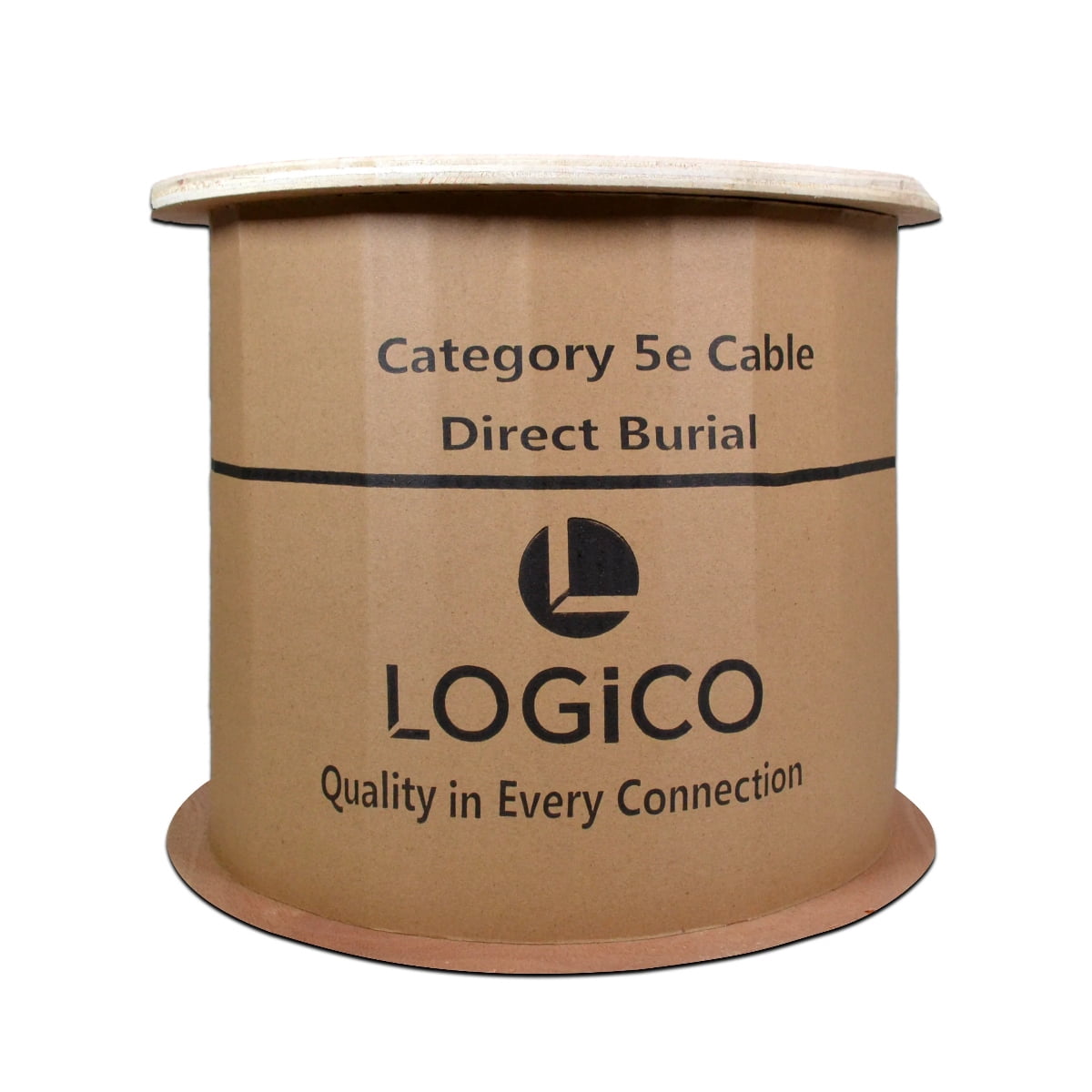Logico Cat5e Outdoor Shielded Solid Bare Copper Gel Flooded Ethernet Network Cable 1000FT - Black Direct Burial