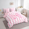 thumbnail image 4 of Homewish Cartoon Monogrammed H Twin Bedding Sets 7-Piece, Fashion Pink Watercolor Bedding Comforter Set, Teens Kids Girls Women Reversible Sheet Sets, Lightweight Room Decor, 4 of 8
