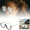 thumbnail image 1 of Gafas De Sol Cuadradas De Moda Con Montura Media Para Mujer, Estilo Blogger De Moda, 1 of 6