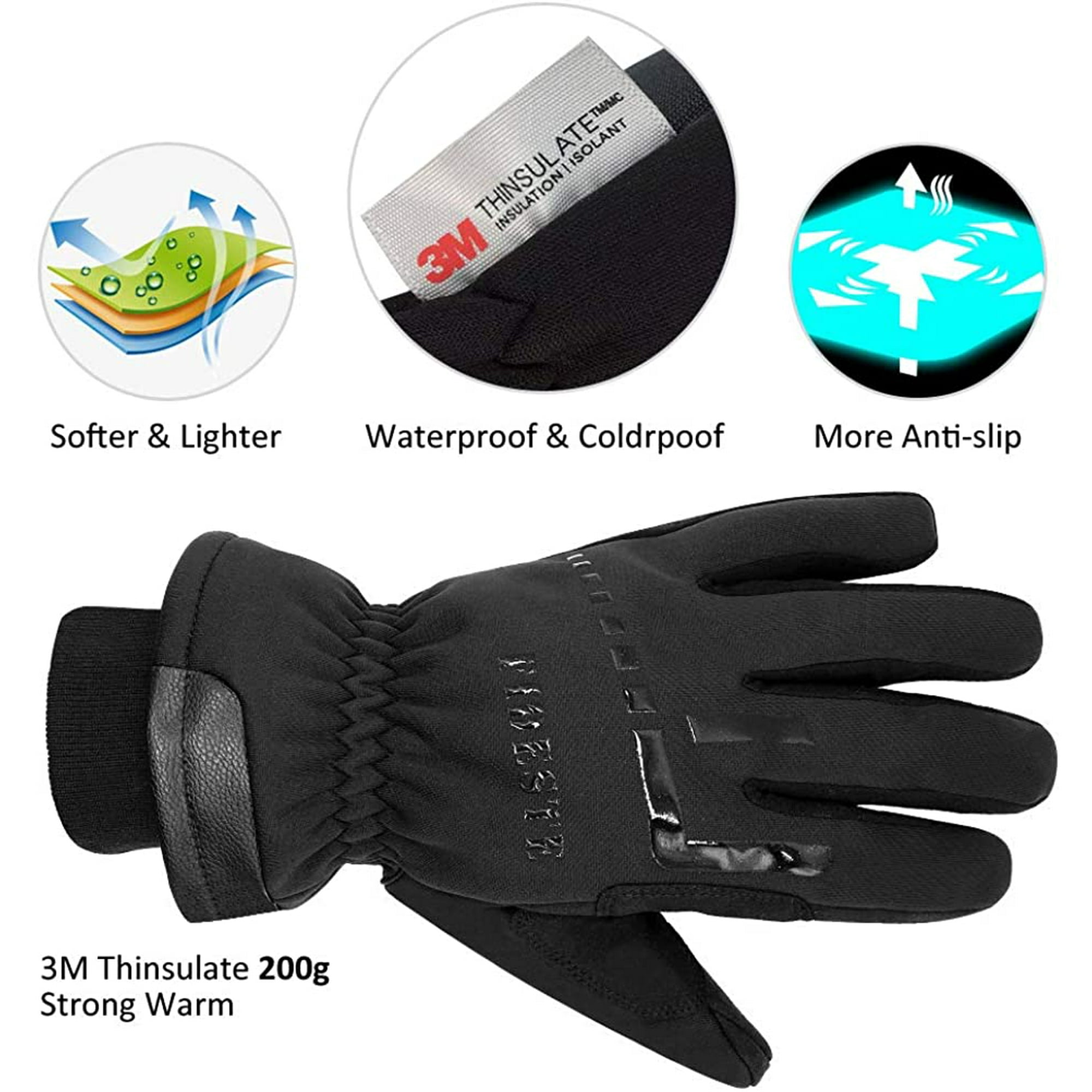 40 Waterproof Winter Thermal Gloves 3M Thinsulate Windproof Touch Screen Warm Gloves for Driving Cycling for Women and Men Walmart