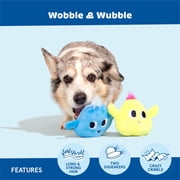 BARK Wobble & Wubble Blue Yellow Play Pal Buddies Plush Dog Toy XS/S
