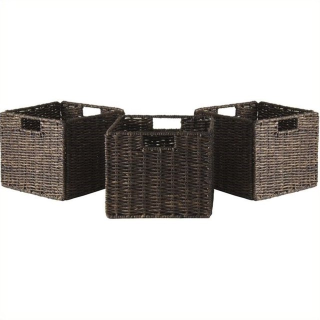 Pemberly Row Petits Paniers Pliables 3 Pièces en Chocolat