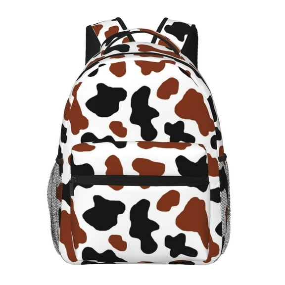 Xecao Brown Black Cow Backpack, a stylish and functional choice for both men and women, is the perfect basic bookbag for college, work, or travel