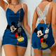 thumbnail image 2 of Vestido con espalda descubierta para mujer, minivestido Sexy de satén con estampado de Minnie Mouse, Mickey y Disney, falda de pijama con lazo para fiesta de verano, 2024, 2 of 5